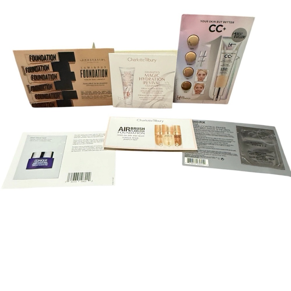 Lot Of 6 Makeup/skin Care Samples Charlotte Tillberry, M.A.C, Anastasia &‎ More
